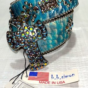**SOLD** bb Simon Cross Belt Size 32 w/ Swarovski Crystals